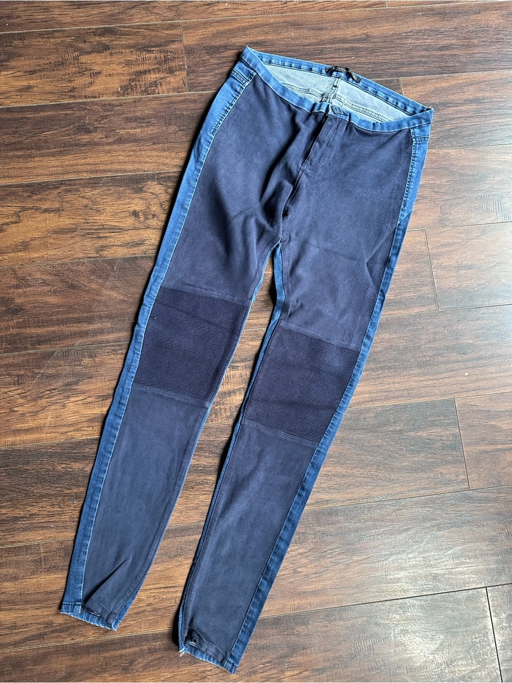 Zara Trafaluc Suede Moto Denim Skinny Jeans